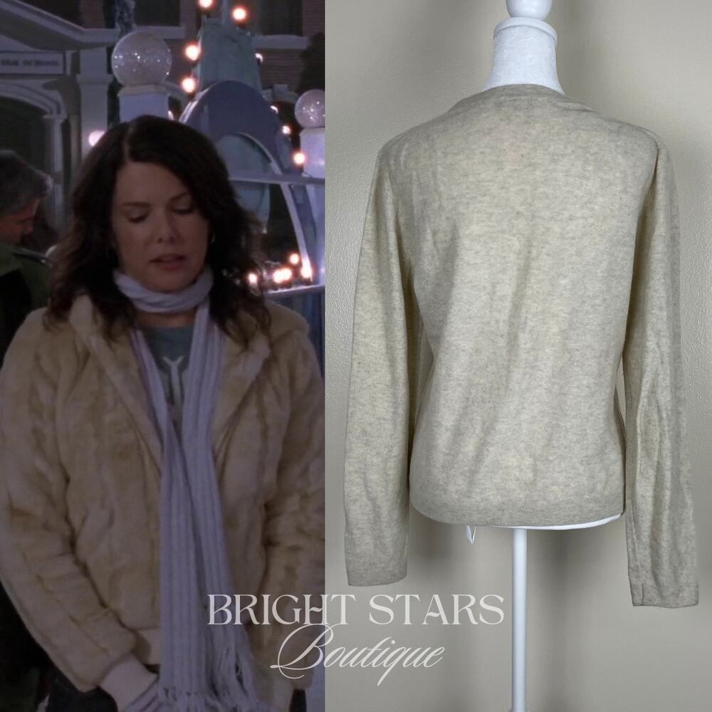 Rare Snowflake Wool Blend Sweater Alt ASO Lorelai Gilmore Girls Cream Silver - Picture 4 of 10
